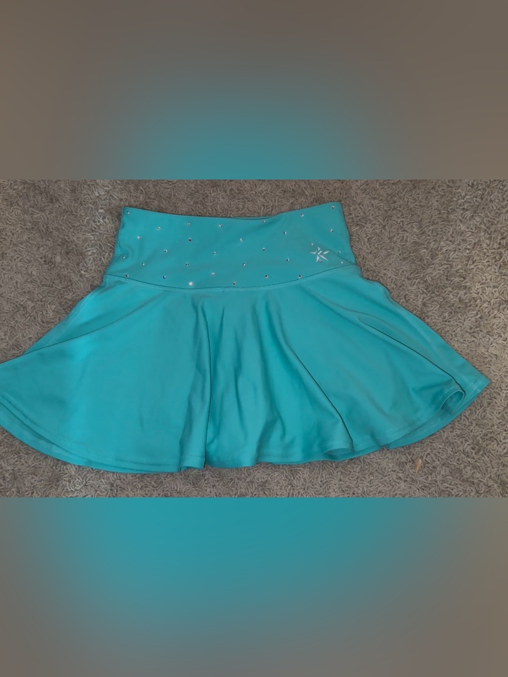 Women's Rebel Marine Crystal Green Athletic Skirt with Rhinestone Waistband